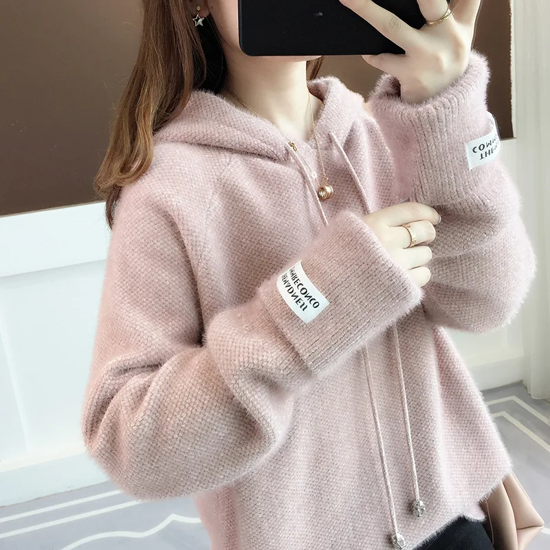 Winter Cashmere Wool Sweater Women Pullovers 2021 Casual Long Sleeve Hooded Women Jumpers Female Solid Loose Sweater Knitted Top
Winter Cashmere Wool Sweater Women Pullovers 2021 Casual Long Sleeve Hooded Women Jumpers Female Solid Loose Sweater Knitted Top