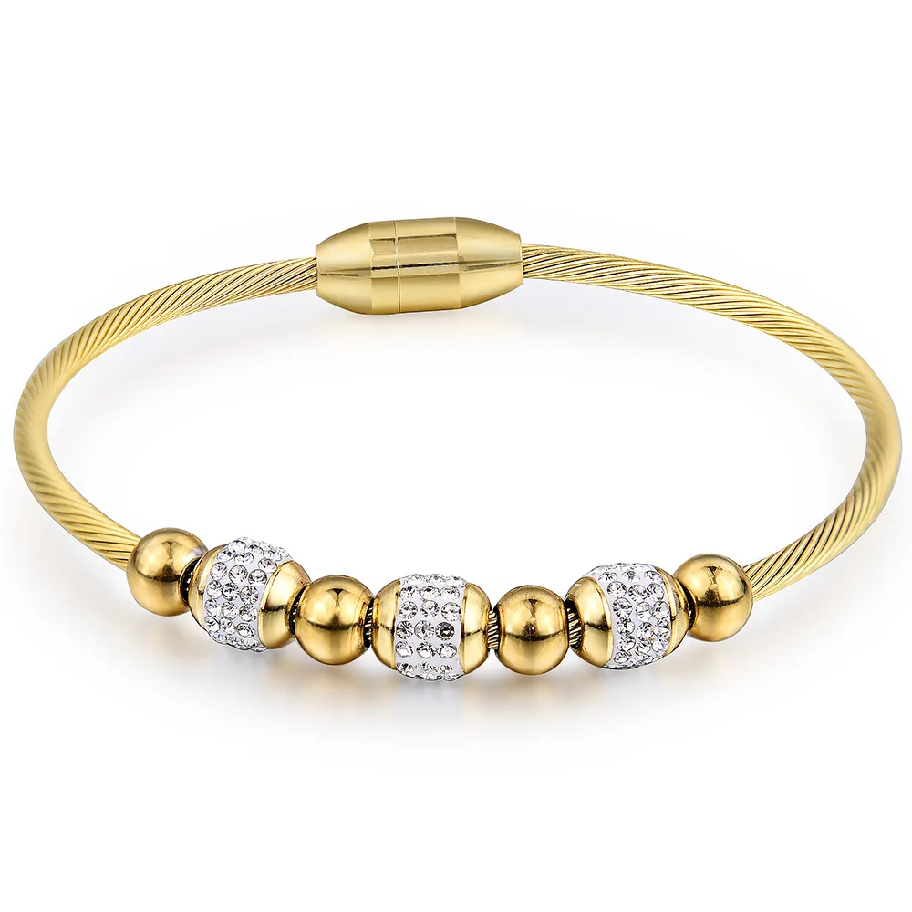 Fashion Titanium Steel Magnet Clasp BRACELET Women Diamond Multi-accessory Round Bead Golden Stainless Steel Jewelry
Fashion Titanium Steel Magnet Clasp BRACELET Women Diamond Multi-accessory Round Bead Golden Stainless Steel Jewelry