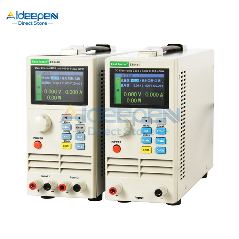 ET5410 ET5411 ET5420 Electrical Load 150V 40A/15A 400W Professional Programmable Digital DC Load Battery Tester Load Meter
ET5410 ET5411 ET5420 Electrical Load 150V 40A/15A 400W Professional Programmable Digital DC Load Battery Tester Load Meter
