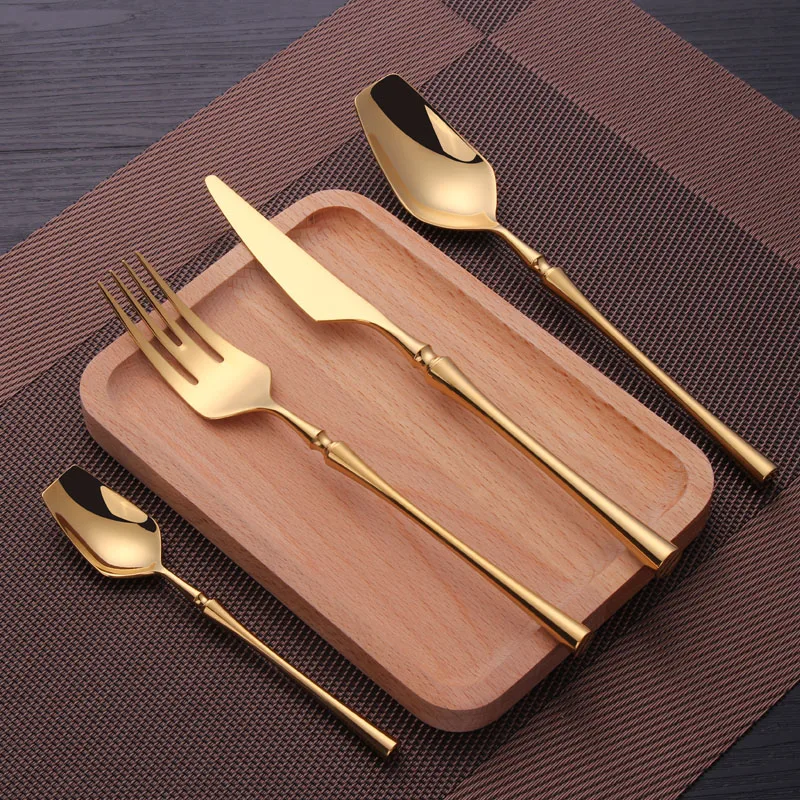4Pcs Stainless Steel Tableware Set Dinner Forks Knives Spoons Sets Mirror Bright Gold Cutlery for Kitchen Flatware Dinnerware 
4Pcs Stainless Steel Tableware Set Dinner Forks Knives Spoons Sets Mirror Bright Gold Cutlery for Kitchen Flatware Dinnerware