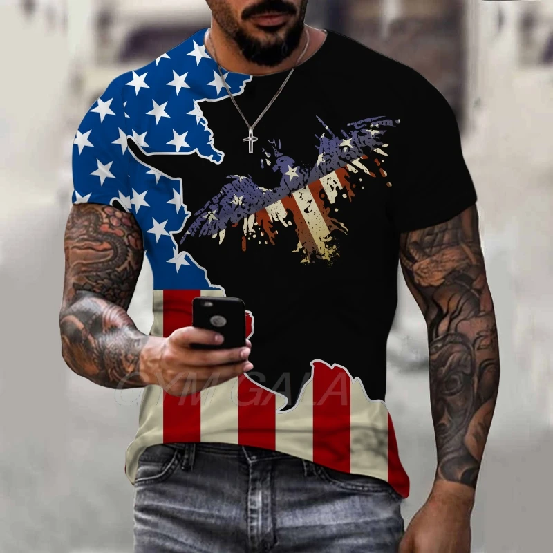 Summer new national flag, eagle, 3D printing cool comfortable men's T-shirt, cool fashion streetwear boy short-sleeved T-shirt
Summer new national flag, eagle, 3D printing cool comfortable men's T-shirt, cool fashion streetwear boy short-sleeved T-shirt