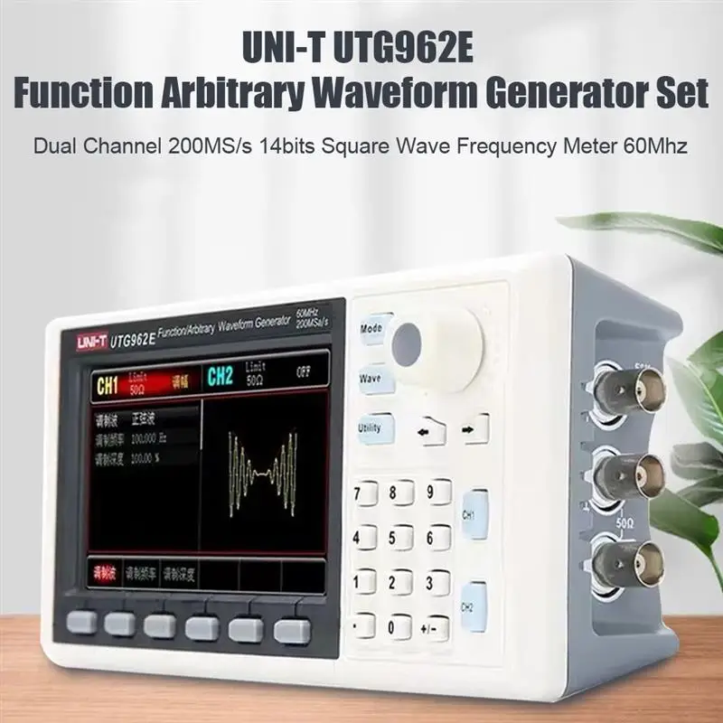 

Генератор сигналов произвольной формы UTG932E UTG962E, двухканальный, UNI-T мс/с, измеритель частоты прямоугольной волны 14 бит, 60 МГц, 200