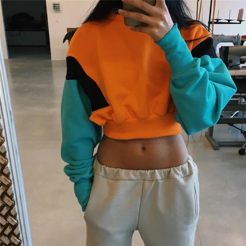 2021 Spring and Autumn Women's Fashion Sports Stitching Candy Color Cropped Long-sleeved Sweater Women
2021 Spring and Autumn Women's Fashion Sports Stitching Candy Color Cropped Long-sleeved Sweater Women
