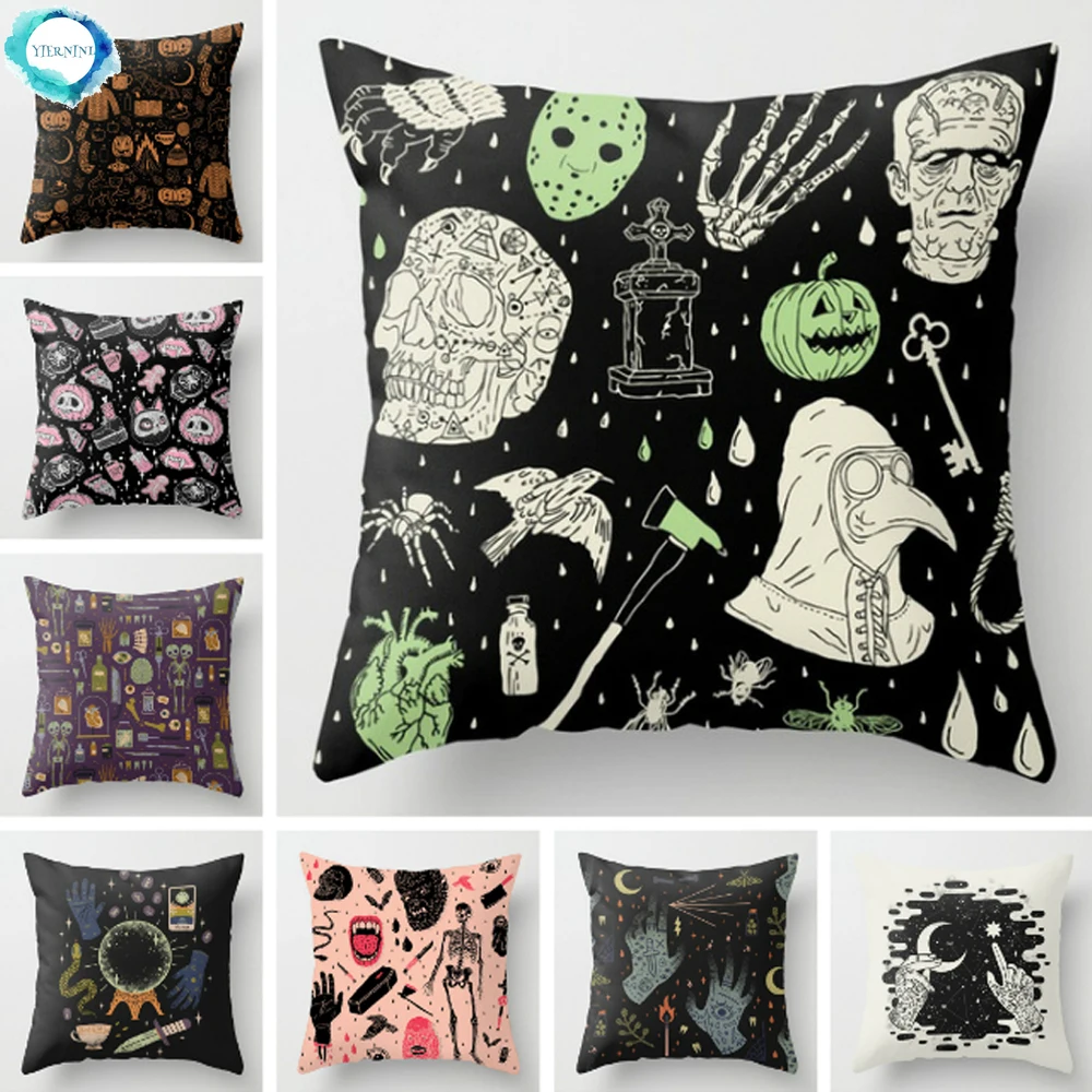 Cartoon Polyester Halloween Decorative Pillow Case Cartoon Vintage Spider Ghost Skull Black White Cushion Cover Sofa 45X45CM
Cartoon Polyester Halloween Decorative Pillow Case Cartoon Vintage Spider Ghost Skull Black White Cushion Cover Sofa 45X45CM