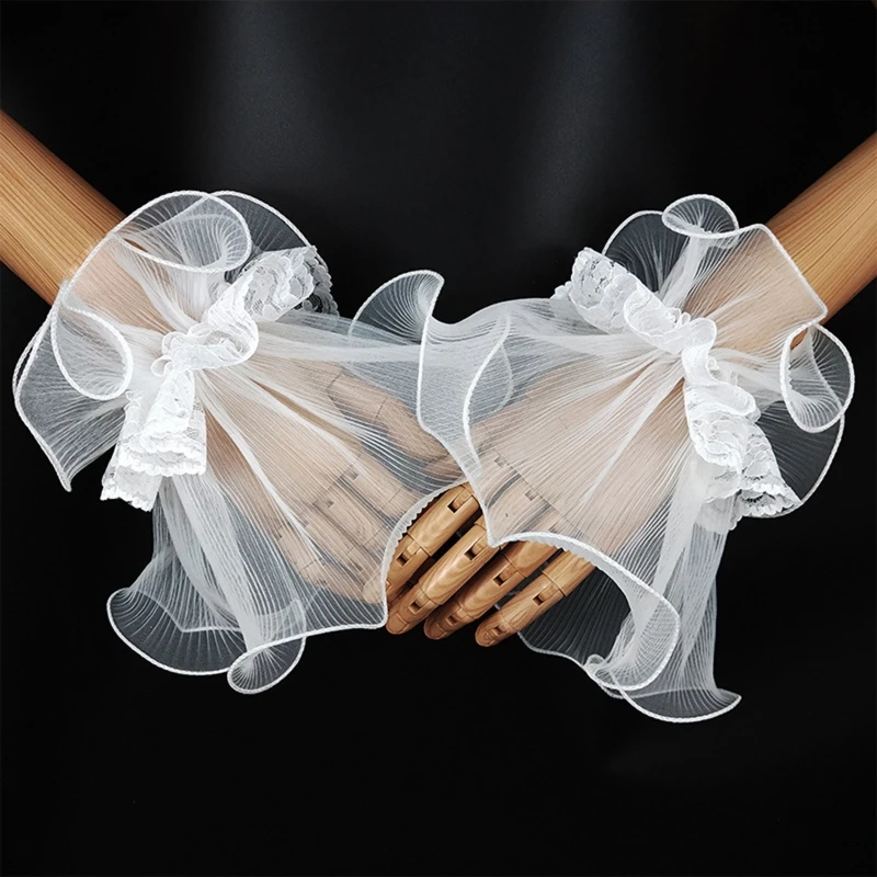 Women Gothic Lace Mesh Stretch Horn Cuffs Winkled Ruffled Detachable Fake Sleeves Wedding Party Sunshade Decorative Wrist Warmer
Women Gothic Lace Mesh Stretch Horn Cuffs Winkled Ruffled Detachable Fake Sleeves Wedding Party Sunshade Decorative Wrist Warmer