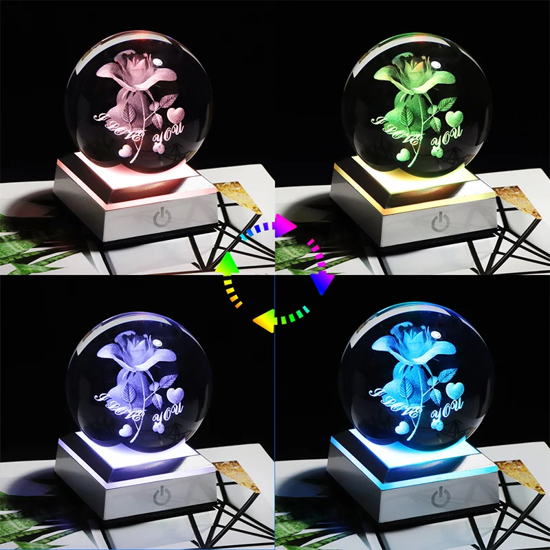 8 CM 3D Laser Engraved Crystal Rose Flower Miniature Modle with I LOVE YOU LED Lamp Miniatures Sphere Home Decor Accessories
8 CM 3D Laser Engraved Crystal Rose Flower Miniature Modle with I LOVE YOU LED Lamp Miniatures Sphere Home Decor Accessories