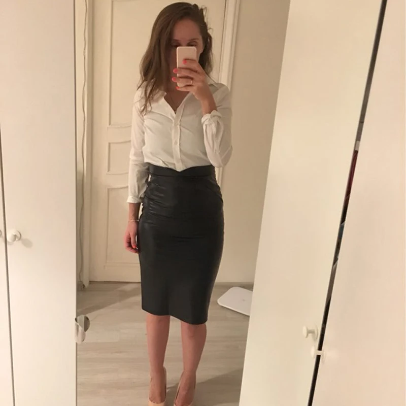 Elegant Mid Pencil Skirts Women Faux Leather Skirt Office Lady High Waist Slim Party Pencil Skirt Black Ladies Skirt
Elegant Mid Pencil Skirts Women Faux Leather Skirt Office Lady High Waist Slim Party Pencil Skirt Black Ladies Skirt