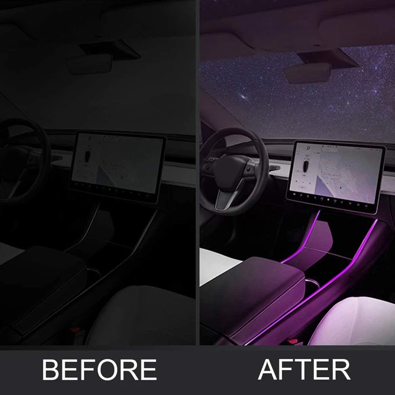 Неоновый светильник трубки и двери наклейка для Tesla модель 3 цветная (RGB) Интерьер