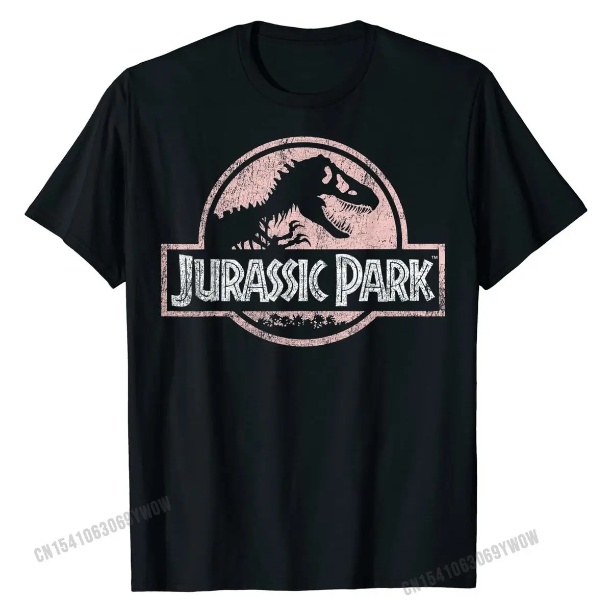 

Jurassic Park Peach Distressed Logo Graphic T-Shirt Normal T Shirt Tops Tees for Male Company Cotton Fashionable Top T-shirts