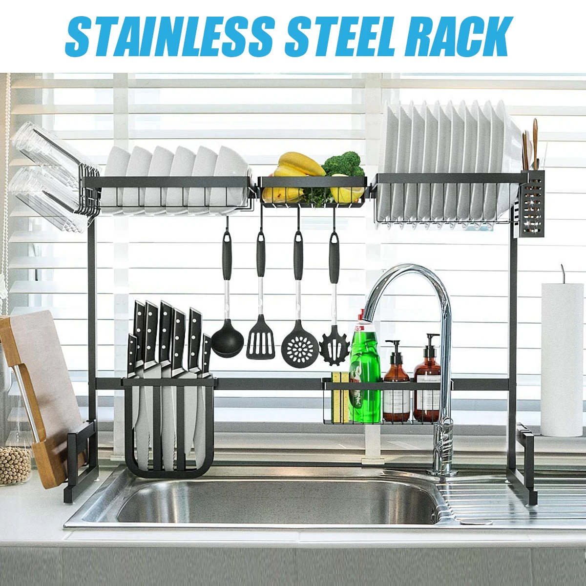 1/2 Tier Multi-use Stainless Steel Dishes Rack Dual Sink Drain Rack Adjustable Kitchen Organizer Rack Dish Shelf Drying Rack
1/2 Tier Multi-use Stainless Steel Dishes Rack Dual Sink Drain Rack Adjustable Kitchen Organizer Rack Dish Shelf Drying Rack