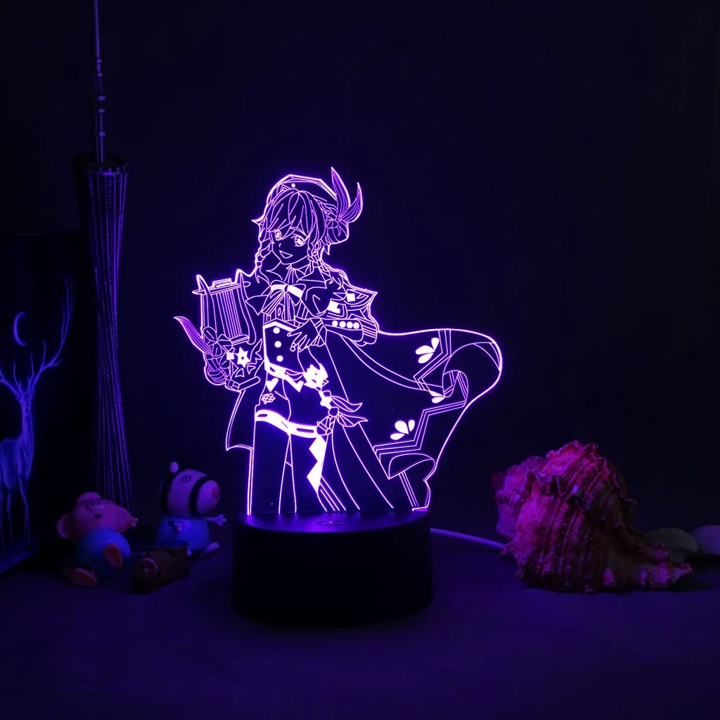 

Genshin Impact Night Light 3D Illusion Lamp Hot Game Light for Bedroom Decor LED Light Atmosphere Bedside Night Lamps Kids Gift