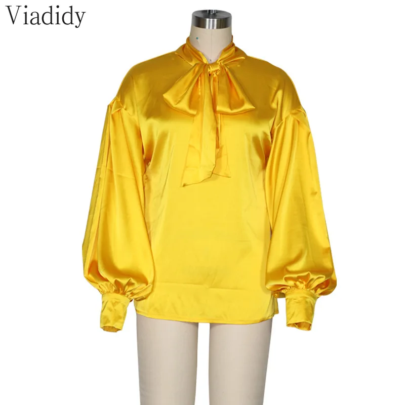 Ladies Long Sleeve Solid Color Shirt Women Autumn Bow Tie Retro Lantern Sleeve Satin Top
Ladies Long Sleeve Solid Color Shirt Women Autumn Bow Tie Retro Lantern Sleeve Satin Top