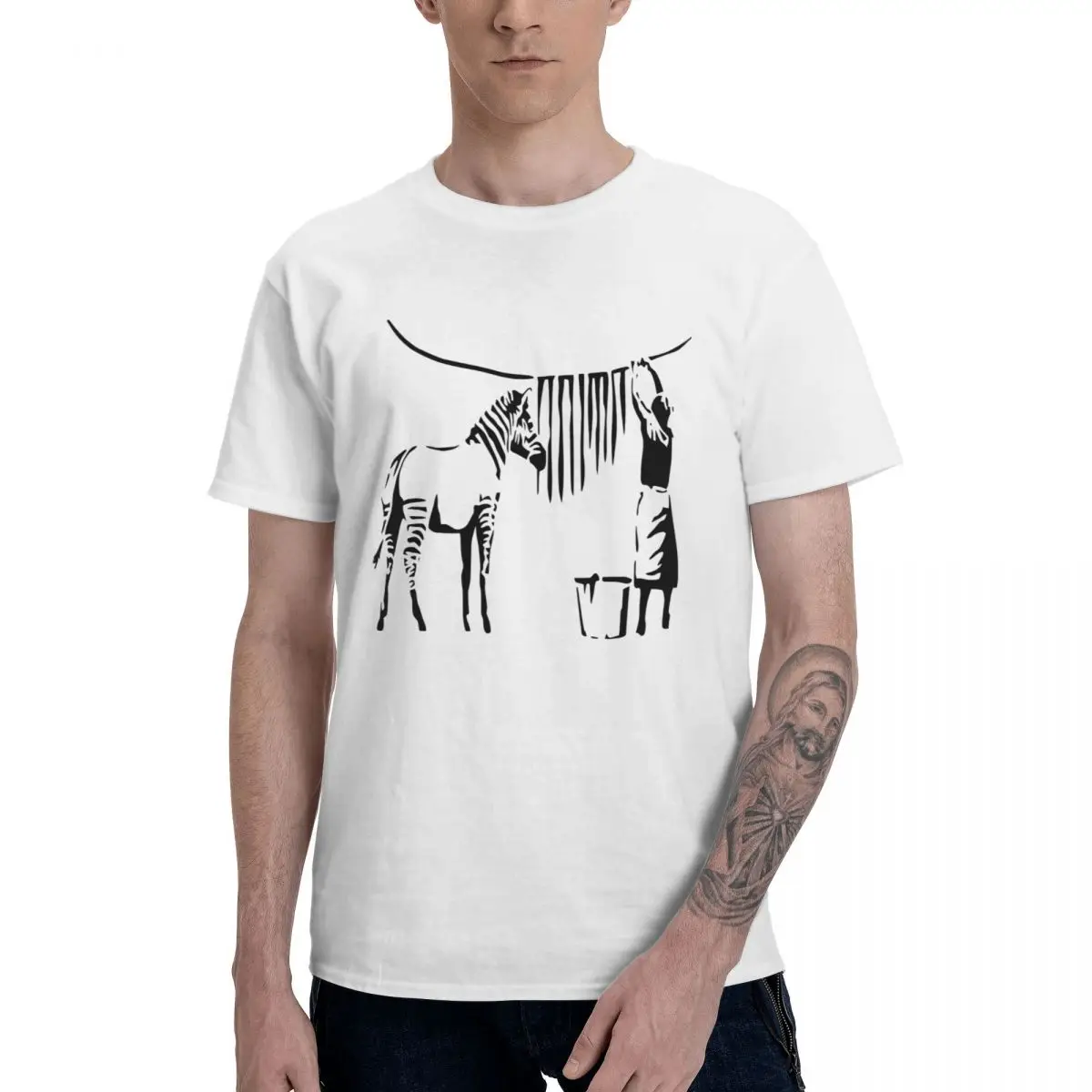 Banksy Zebra T-Shirts 100% Cotton Round Neck Male T Shirts Short Sleeve Oversized Unisex Tees Tops Four Seasons
Banksy Zebra T-Shirts 100% Cotton Round Neck Male T Shirts Short Sleeve Oversized Unisex Tees Tops Four Seasons