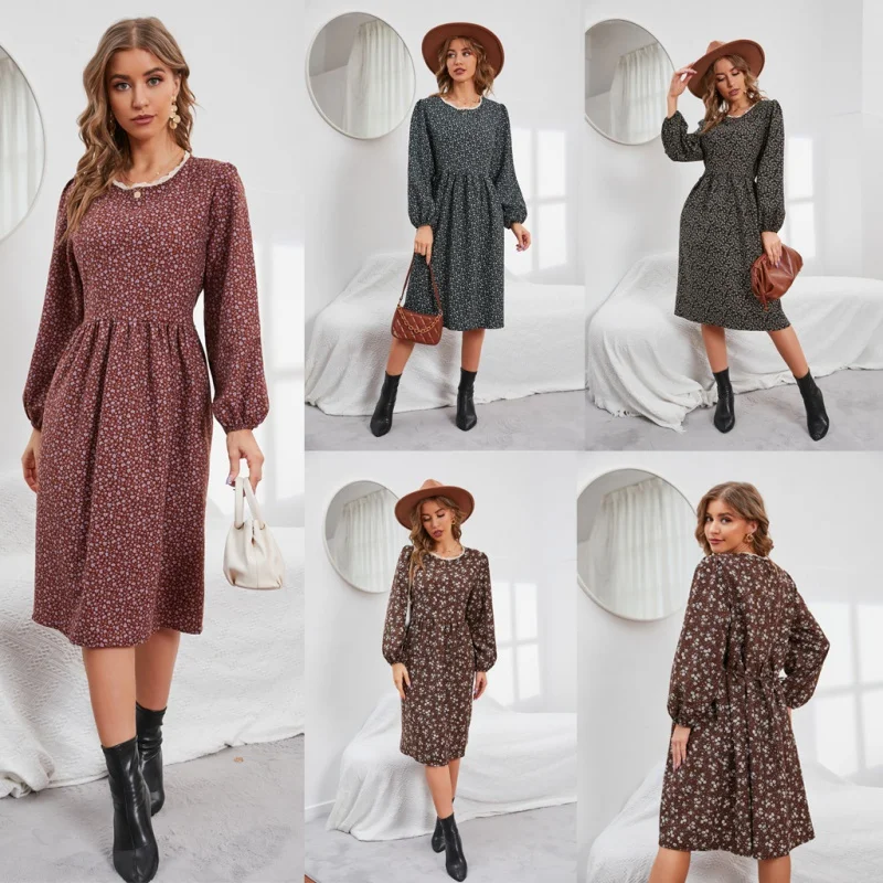 Baiyinyan European and American Autumn and Winter Lacework round-Neck Floral Print Long Sleeve Dress
Baiyinyan European and American Autumn and Winter Lacework round-Neck Floral Print Long Sleeve Dress