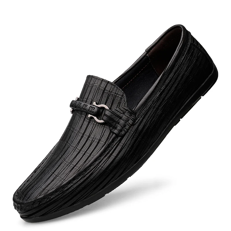 

2021 Genuine Leather Loafers Men Shoes Slip On Flats Fashion Spring & Summer Mens Casual Boat Shoes Man Moccasins Brand Designer