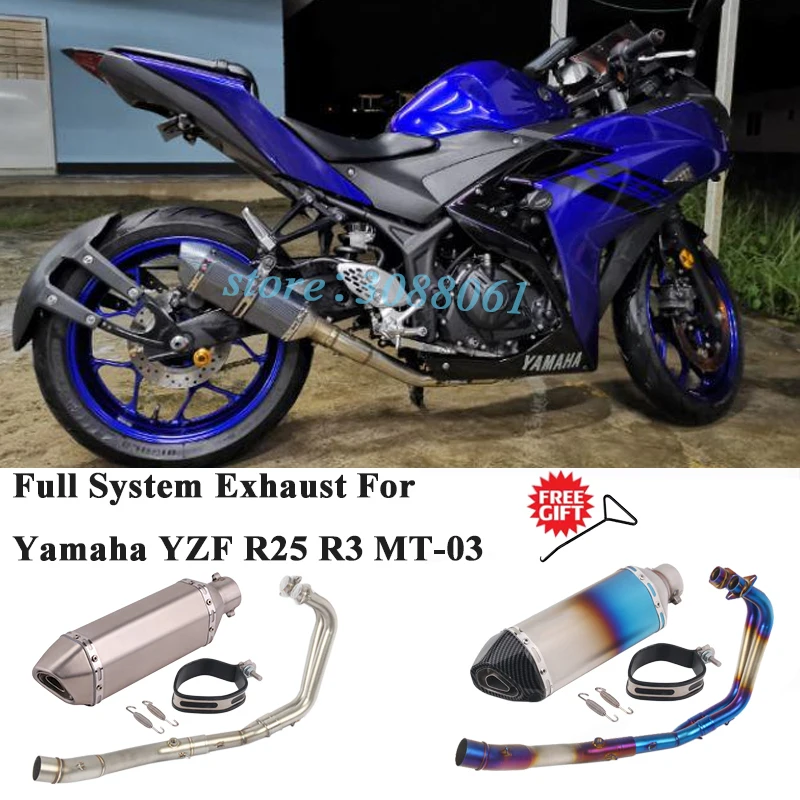Full System Motorcycle Exhaust Escape Silencer For Yamaha YZF R25 R3 MT-03 Modified Front Middle Link Pipe Muffler DB Killer
Full System Motorcycle Exhaust Escape Silencer For Yamaha YZF R25 R3 MT-03 Modified Front Middle Link Pipe Muffler DB Killer