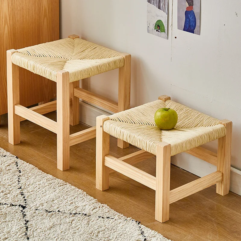 

Скамейка из цельной древесины для смены обуви, чайный столик для гостиной, маленькая скамейка, стул для детей, садовая плетеная мебель из ро...
