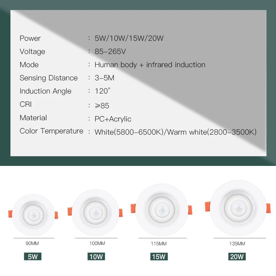 PIR motion sensing night light Lamparas 5W 10W 15W 20W smart home for entrance corridor staircase warehouse bathroom balcony
PIR motion sensing night light Lamparas 5W 10W 15W 20W smart home for entrance corridor staircase warehouse bathroom balcony