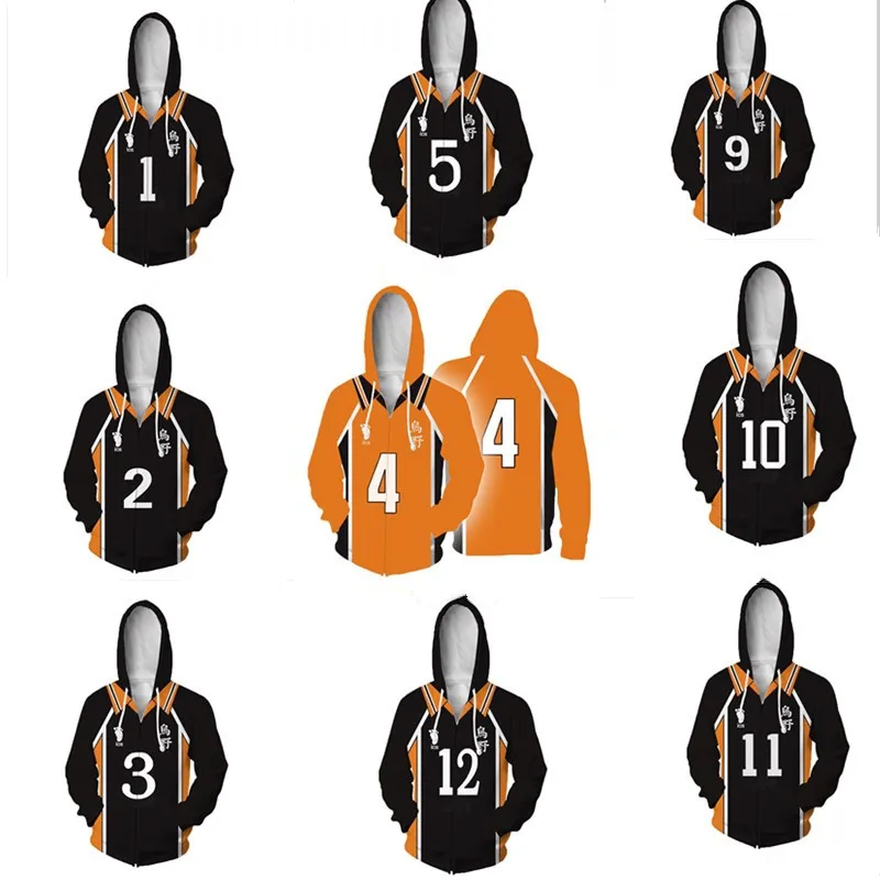 Haikyuu!! Shoyo Hinata Cosplay Hoodies Karasuno Volleyball Coats Tobio Kageyama Hooded Zipper Jacket Halloween Costume
Haikyuu!! Shoyo Hinata Cosplay Hoodies Karasuno Volleyball Coats Tobio Kageyama Hooded Zipper Jacket Halloween Costume