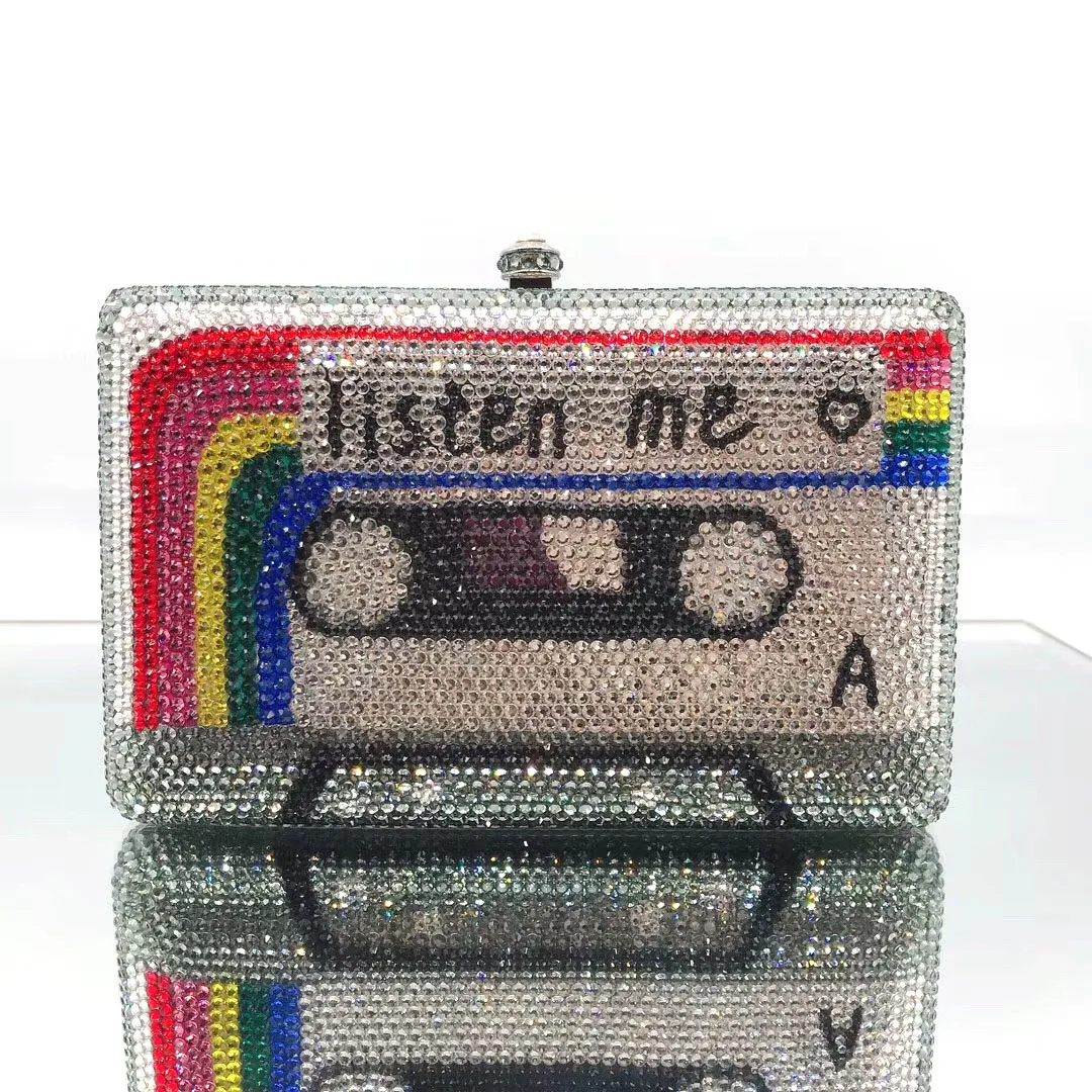 Bee In Fly Listen To Me Cassette Tape Clutch Women Crystal Evening Bags Wedding Party Diamond Box Women's Handbag and Purse
Bee In Fly Listen To Me Cassette Tape Clutch Women Crystal Evening Bags Wedding Party Diamond Box Women's Handbag and Purse