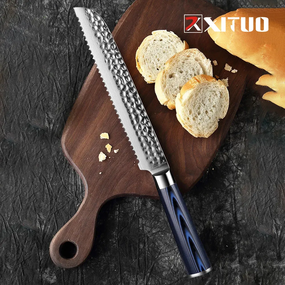 XITUO 8‘’ Inches Bread Knife Damascus Japanese Steel Slicing Cutter Cutting Cake Baguette Cheese Sharp Blade Kitchen Chef Tools
XITUO 8‘’ Inches Bread Knife Damascus Japanese Steel Slicing Cutter Cutting Cake Baguette Cheese Sharp Blade Kitchen Chef Tools