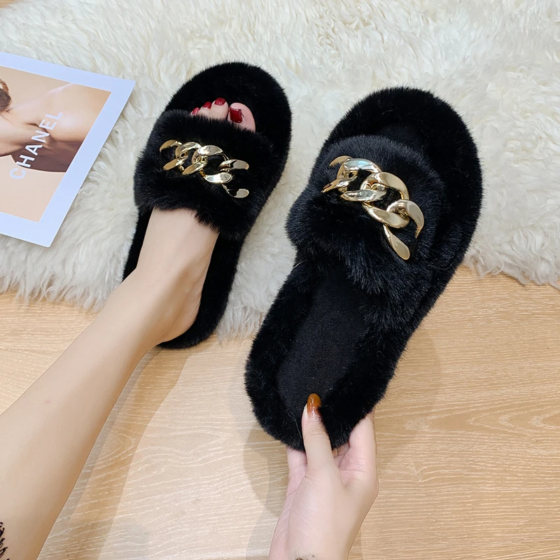 Women's Plush Solid Color Flat-bottomed Metal Decoration Casual Shoes Comfortable and Light Home Open Toe Warm Women's Shoes
Women's Plush Solid Color Flat-bottomed Metal Decoration Casual Shoes Comfortable and Light Home Open Toe Warm Women's Shoes