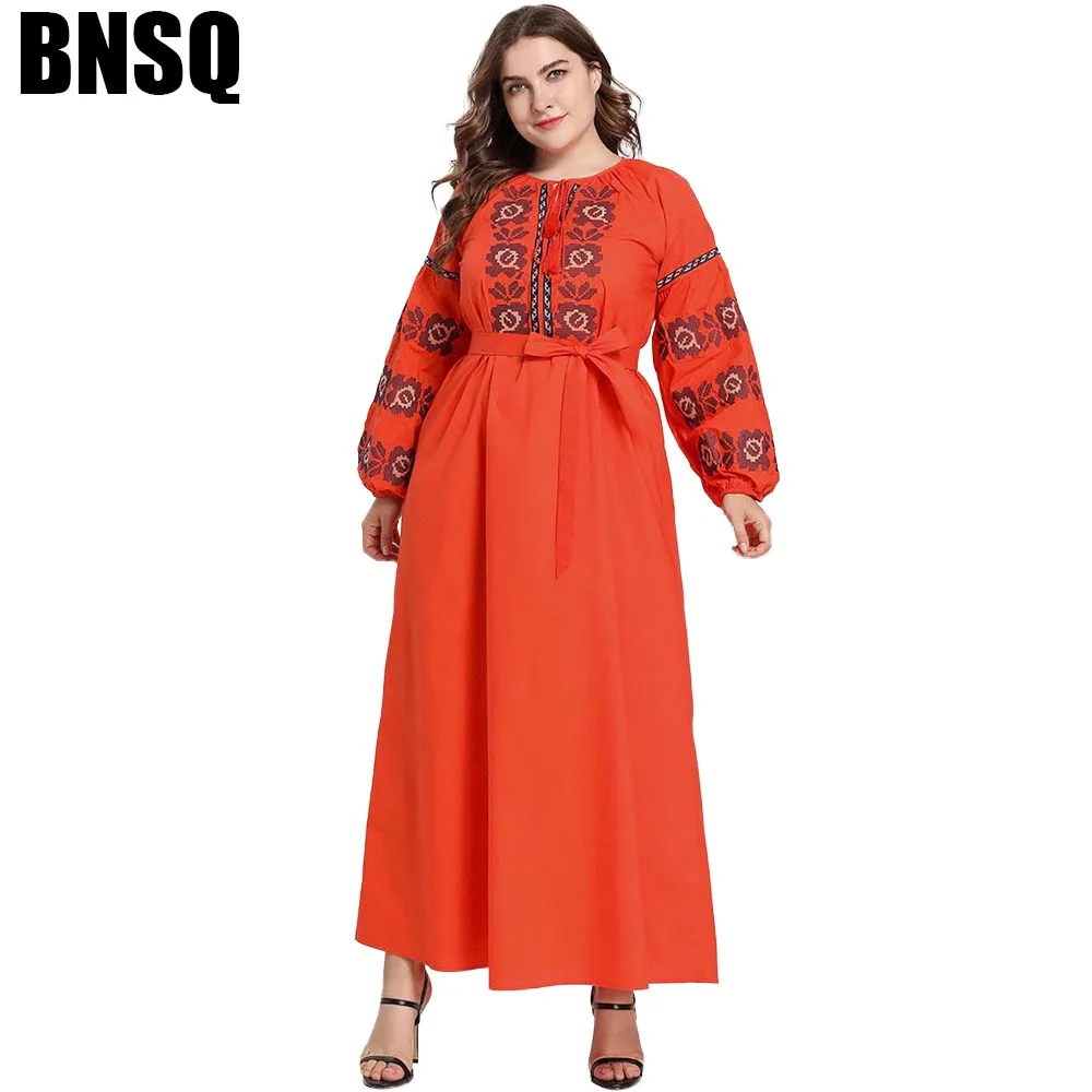 BNSQ размера плюс Abaya мусульманское Макси платье без хиджаба винтажное пляжное