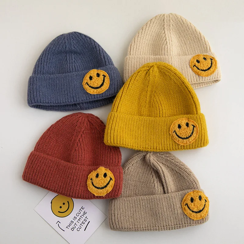Candy Colors Baby Hat Solid Color Boy Girl Cartoon Smile Embroidery Winter Kids Knitted Hats Children Warm Beanies Child Caps
Candy Colors Baby Hat Solid Color Boy Girl Cartoon Smile Embroidery Winter Kids Knitted Hats Children Warm Beanies Child Caps