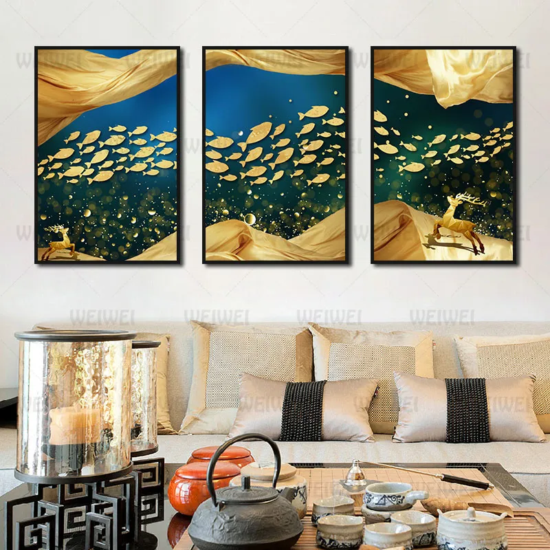 Home Decoration Abstract Painting Golden Waves Under The Sea Goldfish Poster Living Room Bedroom Wall Art Decoration Hd Print
Home Decoration Abstract Painting Golden Waves Under The Sea Goldfish Poster Living Room Bedroom Wall Art Decoration Hd Print