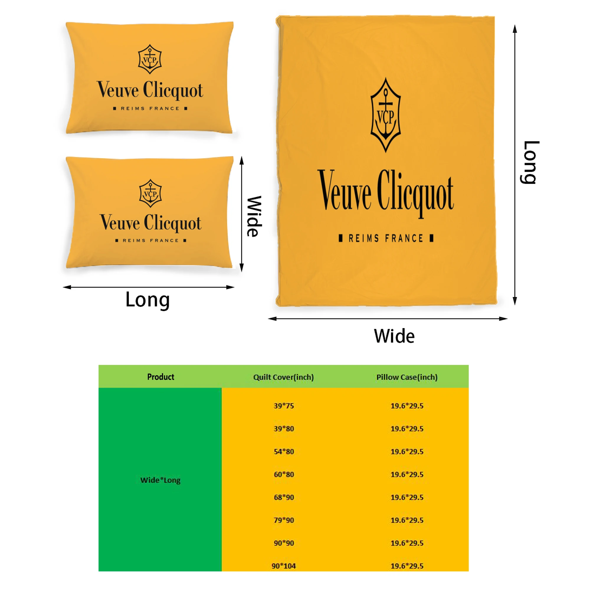 Veuve Clicquot Champagne Graphic Printed Bedding Set Printing Polyester Quilt Cover Set 3 Pieces Quilt Cover Pillow Cover Set
Veuve Clicquot Champagne Graphic Printed Bedding Set Printing Polyester Quilt Cover Set 3 Pieces Quilt Cover Pillow Cover Set