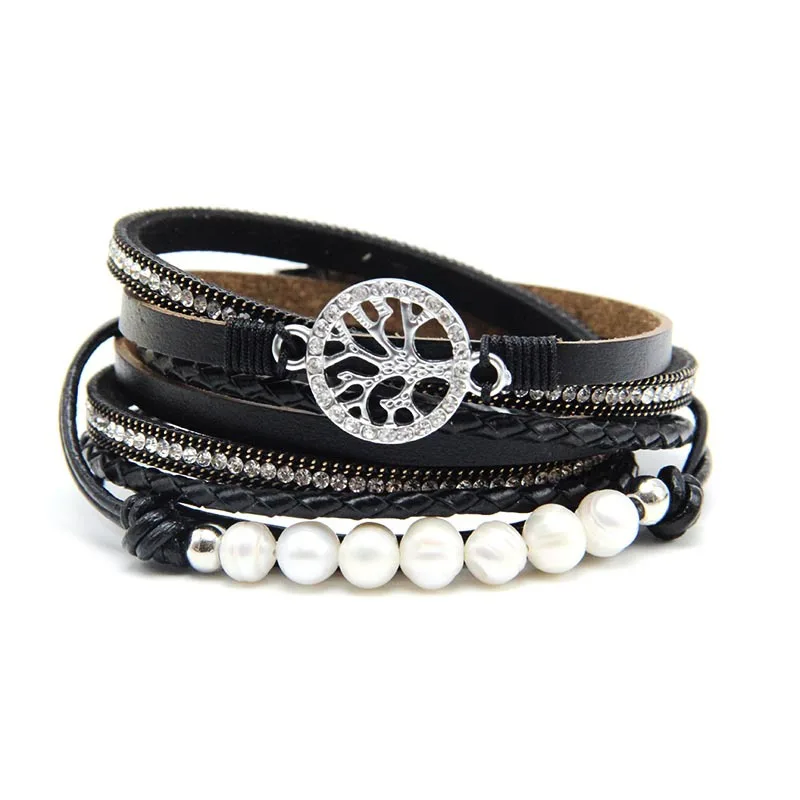 European And American Exaggerated New Hollow Life Tree Cowhide Pearl Magnetic Buckle Women's Long Bracelet
European And American Exaggerated New Hollow Life Tree Cowhide Pearl Magnetic Buckle Women's Long Bracelet