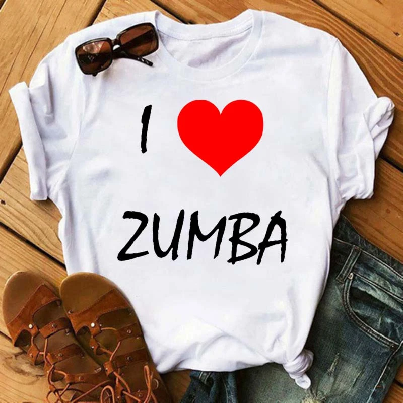 Забавная футболка с графическим принтом Vogue Love Zumba черная для танцев женская