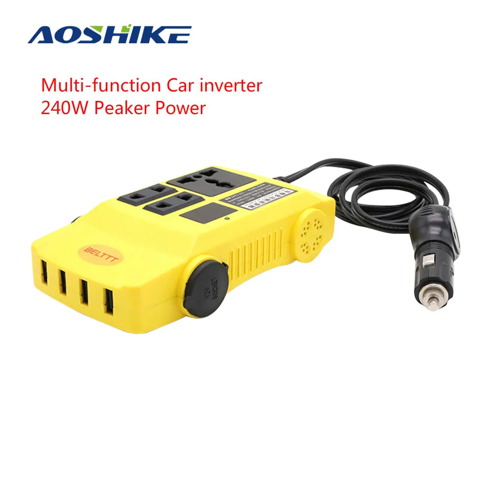 AOSHIKE 240 Вт Инвертор 12 в 24 В до 220 инвертор с 4 USB 5 2 1 а преобразователь напряжения