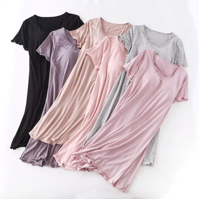 Fdfklak Women's Nightgown New Modal Cotton Night Dress Bra Chest Pad Nightwear Loose Large Size Sleepwear Dresses Vestidos 2021
Fdfklak Women's Nightgown New Modal Cotton Night Dress Bra Chest Pad Nightwear Loose Large Size Sleepwear Dresses Vestidos 2021