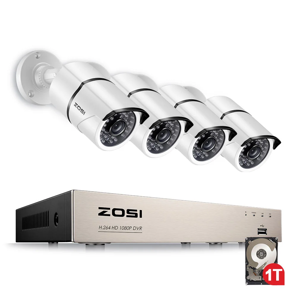 

ZOSI 8CH 1080P 2MP TVI CCTV Security Video Surveillance Camera System DVR Kit for Outdoor Home with Waterproof IR Night Vision
