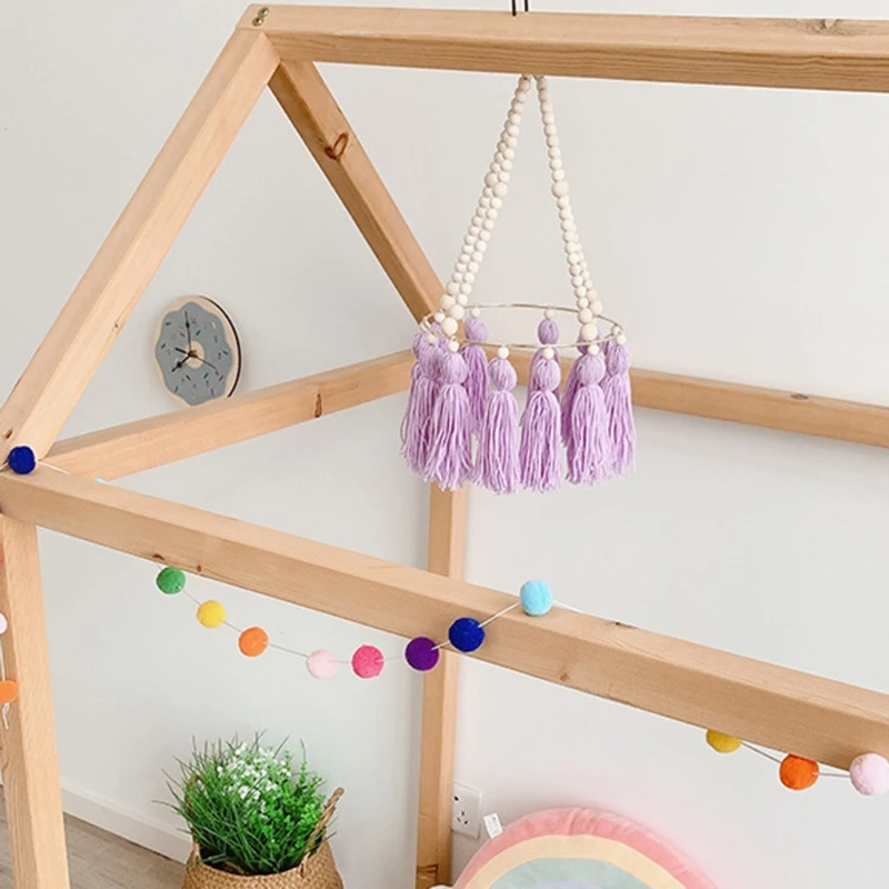 Детская кроватка с деревянными бусинами и кисточками, реквизит для фотосъемки, подвесные украшения для детской комнаты, мобильные погремуш... 
Детская кроватка с деревянными бусинами и кисточками, реквизит для фотосъемки, подвесные украшения для детской комнаты, мобильные погремуш...