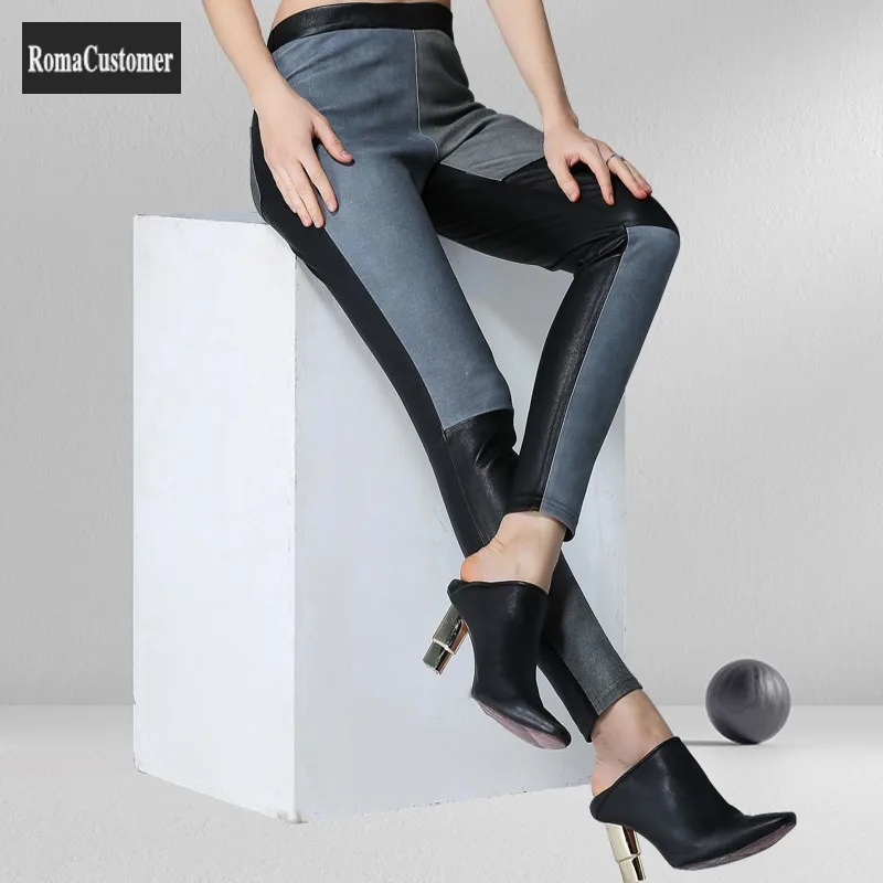 Fashion Stretch Genuine Leather Pants Womens Ankle-Length Pants Skinny Elegant Female New Mixed Colors Sheepskin Pencil Pants 
Fashion Stretch Genuine Leather Pants Womens Ankle-Length Pants Skinny Elegant Female New Mixed Colors Sheepskin Pencil Pants