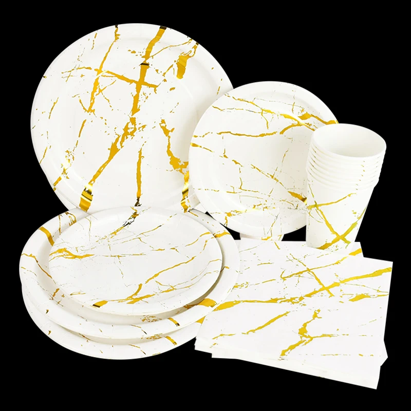 Gold Marble Disposable Tableware Baby Shower Favors Xmas New Year Party Paper Plates Cup Napkins Wedding Birthday Party Supplies
Gold Marble Disposable Tableware Baby Shower Favors Xmas New Year Party Paper Plates Cup Napkins Wedding Birthday Party Supplies