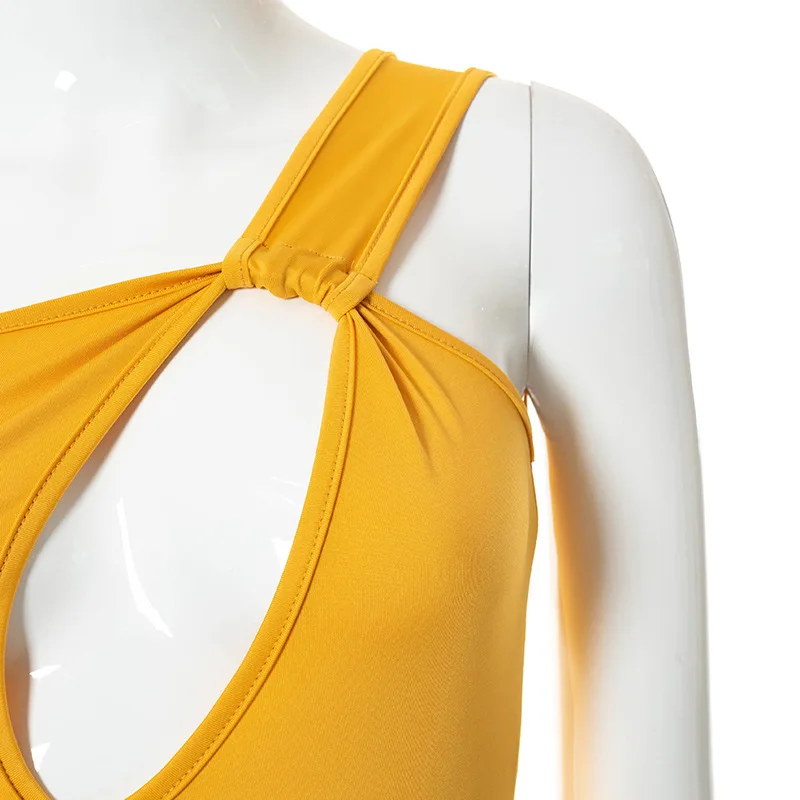 Shestyle Hole Yellow One Shoulder Bodysuits Women Sexy Clubwear Solid Feature Slope Screw Neck Summer Body Clothing Fitness 
Shestyle Hole Yellow One Shoulder Bodysuits Women Sexy Clubwear Solid Feature Slope Screw Neck Summer Body Clothing Fitness
