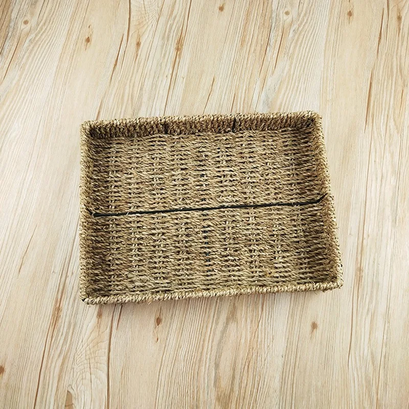 Handmade Woven Natural Color Rustic Seagrass Serving Tray, Rectangular Storage Basket
Handmade Woven Natural Color Rustic Seagrass Serving Tray, Rectangular Storage Basket
