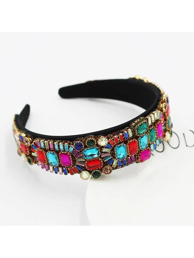 Ladies Multicolored Geometry Rhinestone Headband Baroque Ethnic Vintage Wide Hair Hoop Luxurious Jewelry Party Bandana
Ladies Multicolored Geometry Rhinestone Headband Baroque Ethnic Vintage Wide Hair Hoop Luxurious Jewelry Party Bandana