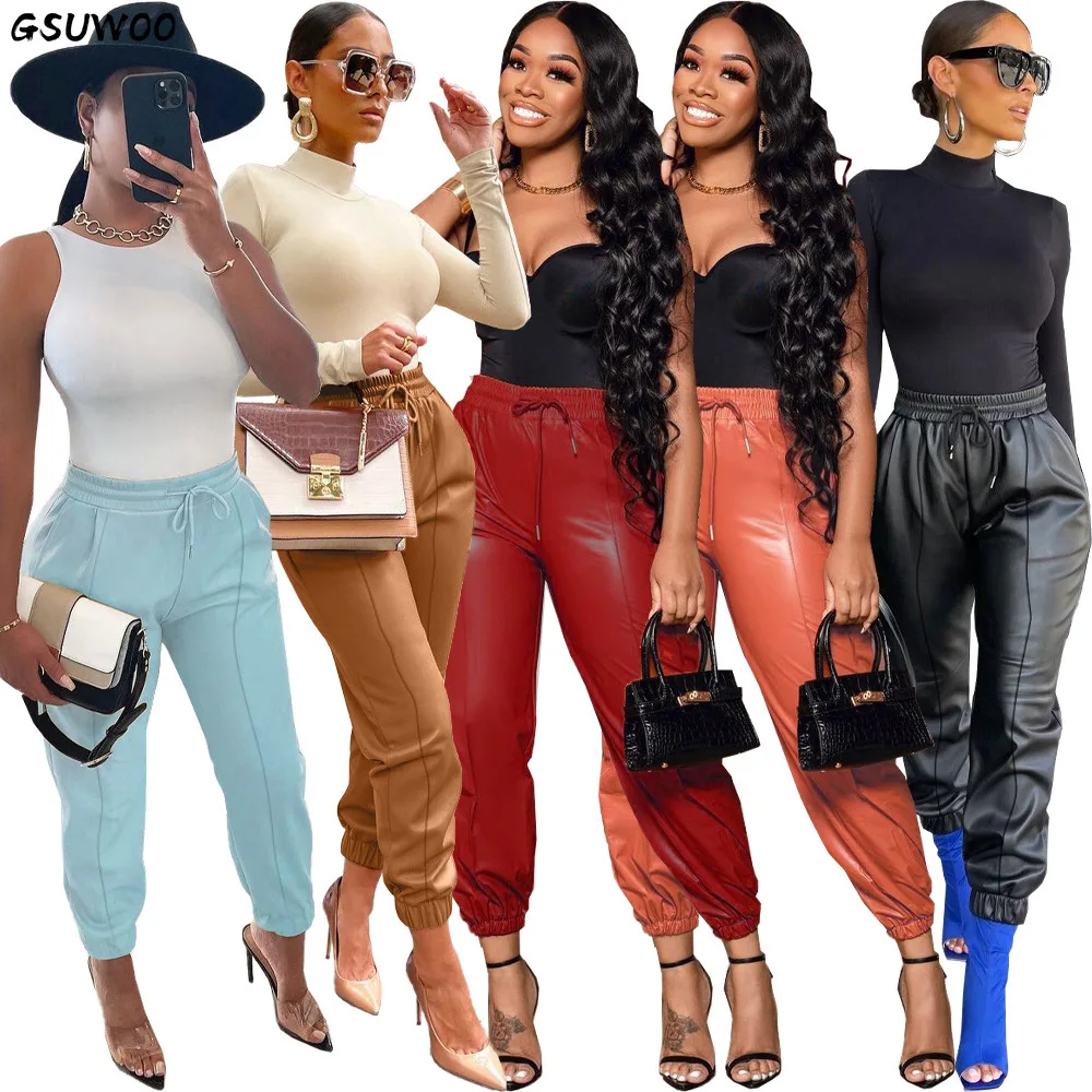 GSUWOO Causal Pu Leather Pants Women Solid Vintage Drawstring High Waist Elastic Fleece Jogging SweatPant Outfit Street Trousers
GSUWOO Causal Pu Leather Pants Women Solid Vintage Drawstring High Waist Elastic Fleece Jogging SweatPant Outfit Street Trousers