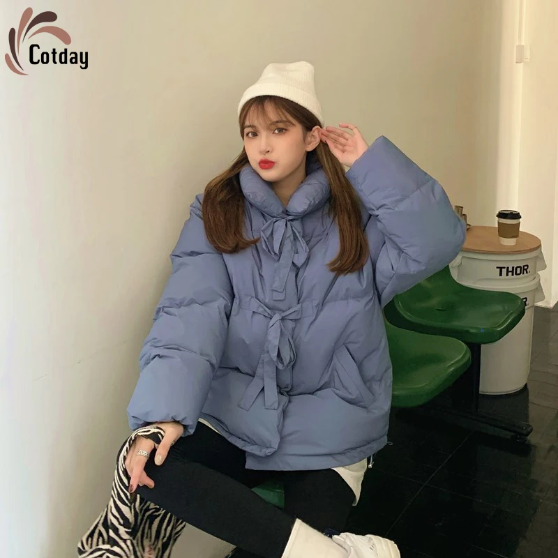 Leiouna Thick Preppy Style Loose Women Price Control Korean Loose Blue Bow Lace Up Collar Bread Jacket Cotton Female Jacket Coat
Leiouna Thick Preppy Style Loose Women Price Control Korean Loose Blue Bow Lace Up Collar Bread Jacket Cotton Female Jacket Coat