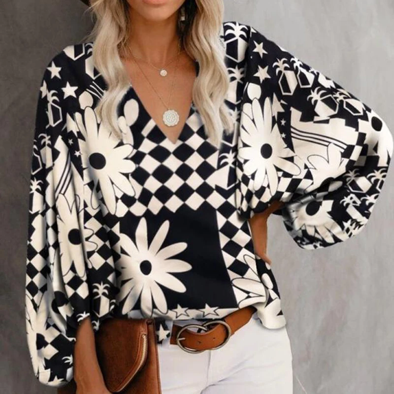 Spring Autumn Women Blouse Vintage V-neck Floral Print Tops Casual Loose Pullover Shirt Fashion Long Sleeve Top Shirts Femme
Spring Autumn Women Blouse Vintage V-neck Floral Print Tops Casual Loose Pullover Shirt Fashion Long Sleeve Top Shirts Femme