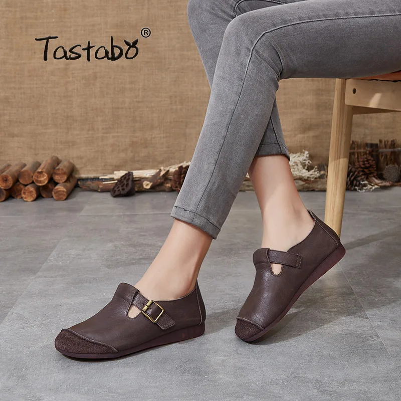 Tastabo Genuine Leather Handmade Women Shoes Simple Soft soles Brown Khaki S2101 daily Flat shoes Driving shoes Leisure Style
Tastabo Genuine Leather Handmade Women Shoes Simple Soft soles Brown Khaki S2101 daily Flat shoes Driving shoes Leisure Style
