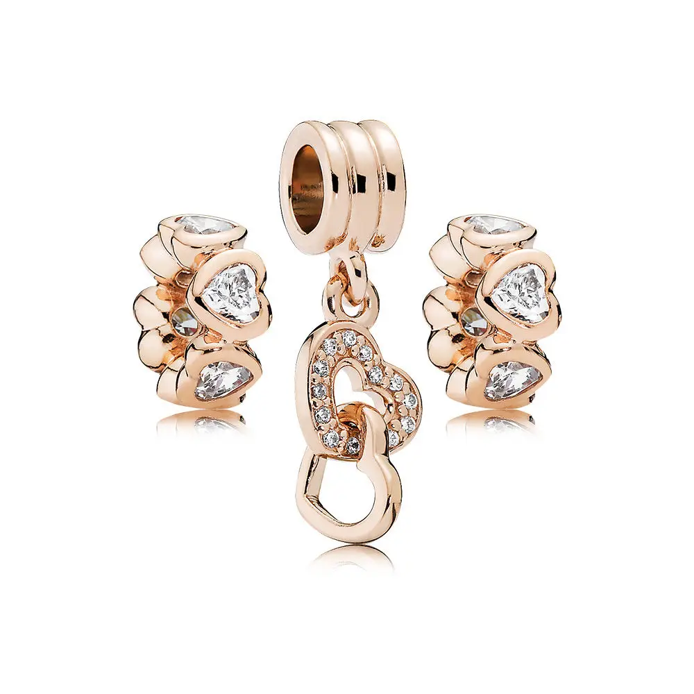 FAHMI CPPO 100% 925 Sterling Silver Rose Interlocked Hearts Charm Pack Bead fit charms original Bracelets jewelry A Set
FAHMI CPPO 100% 925 Sterling Silver Rose Interlocked Hearts Charm Pack Bead fit charms original Bracelets jewelry A Set