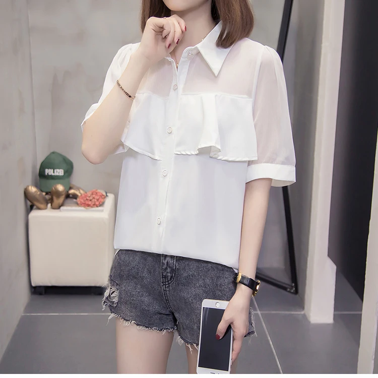 4XL Plus Size Summer Women Chiffon Shirt Short Sleeves Turn-down Collar Ruffles Blouse Female Shirts Womens Casual Tops
4XL Plus Size Summer Women Chiffon Shirt Short Sleeves Turn-down Collar Ruffles Blouse Female Shirts Womens Casual Tops