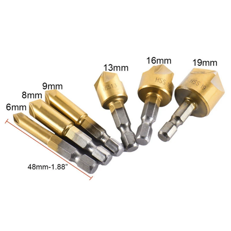 6Pcs HSS Countersink Drill Bit Set 90 Counter 6mm-19mm Sink Chamfer Cutter Tool
6Pcs HSS Countersink Drill Bit Set 90 Counter 6mm-19mm Sink Chamfer Cutter Tool