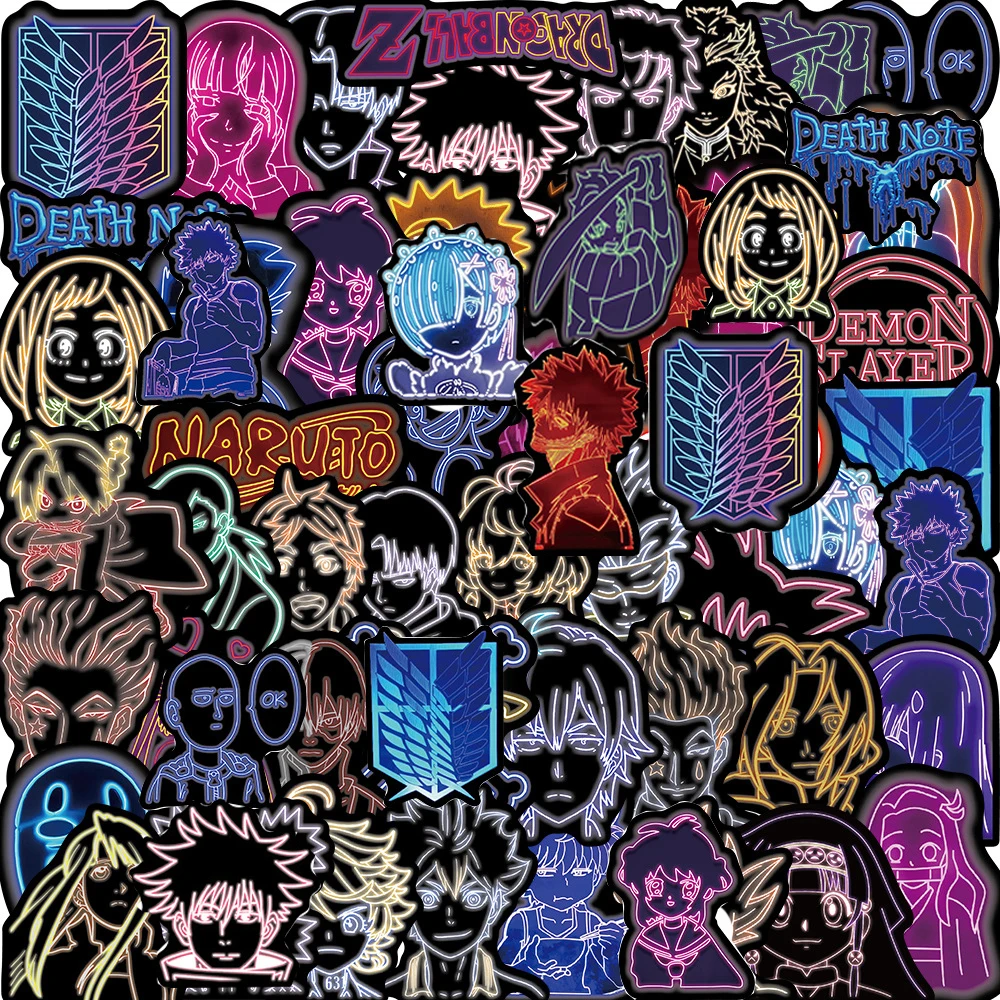 10/30/50PCS Neon Light Anime Stickers Mix Jujutsu Kaisen Attack on Titan Stickers DIY Car Phone Laptop Bike Toy Sticker for Kids
10/30/50PCS Neon Light Anime Stickers Mix Jujutsu Kaisen Attack on Titan Stickers DIY Car Phone Laptop Bike Toy Sticker for Kids