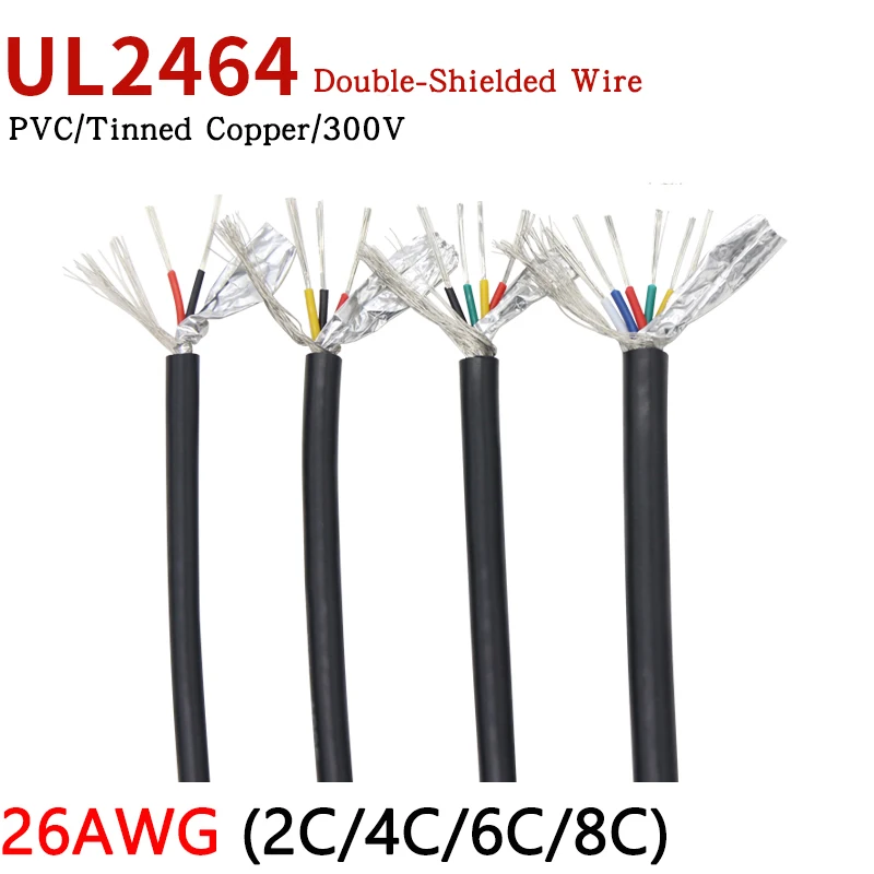 

1M 26AWG UL2464 Shielded Wire Signal Cable 2 3 4 5 6 8 Cores PVC Insulated Channel Audio Headphone Copper Control Sheathed Wires